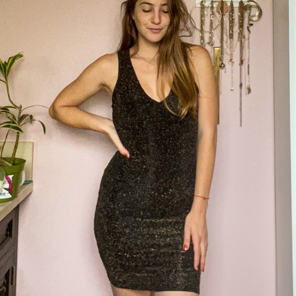 New Year’s Eve Dress Black & Gold Glitter